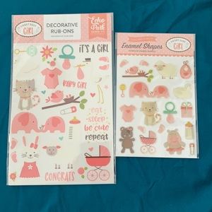 Echo Park sweet baby girl enamel stickers/rub ons